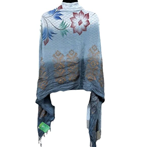 Handloom House silk floral saree stole scarf wrap - Picture 11 of 11